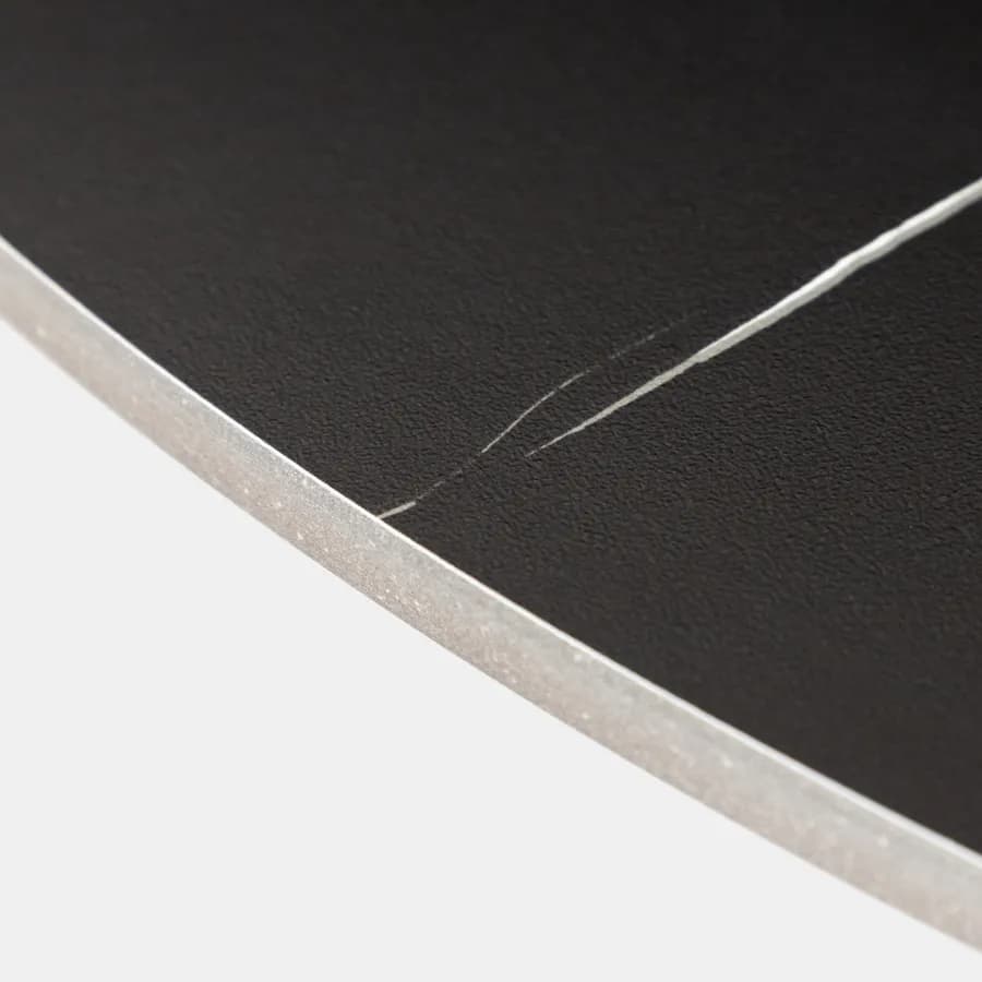 Tavolo rotondo 100 cm con top in ceramica effetto marmo e struttura in metallo nero - Tulipano