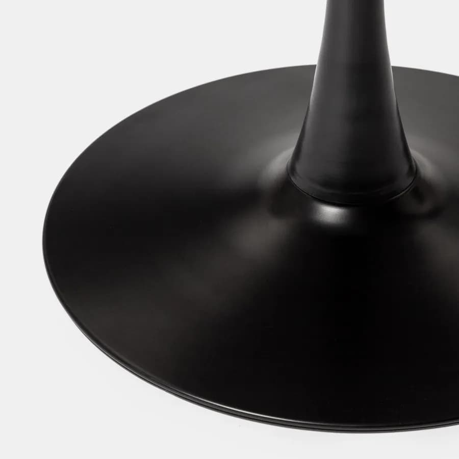 Tavolo rotondo 100 cm con top in ceramica effetto marmo e struttura in metallo nero - Tulipano
