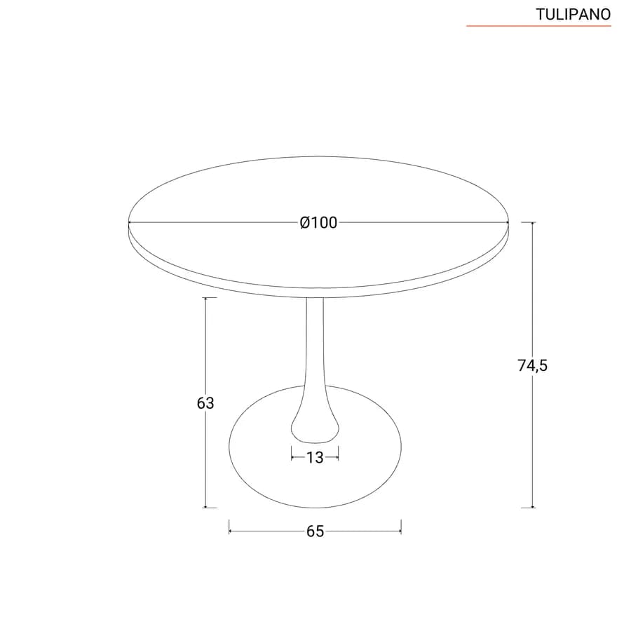 Tavolo rotondo 100 cm con top in ceramica effetto marmo e struttura in metallo nero - Tulipano