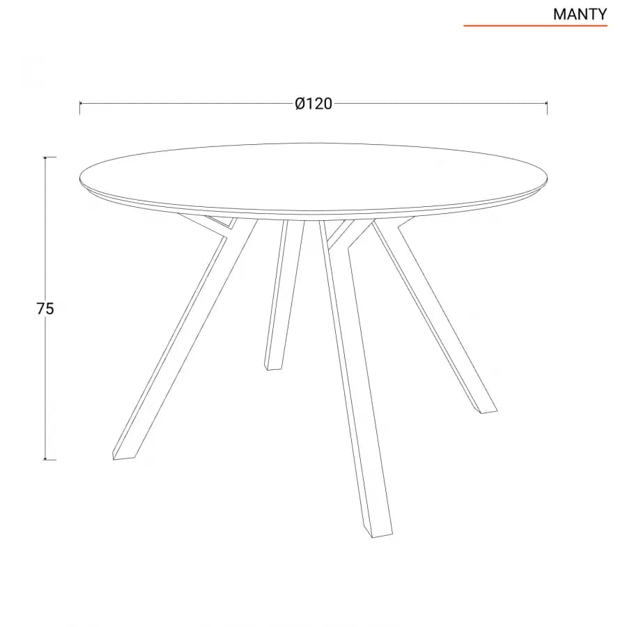 Tavolo da pranzo rotondo 120 cm con piano in legno rovere quercia e gambe nere - Manty