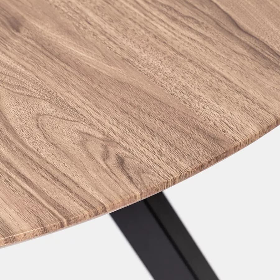Tavolo da pranzo rotondo 120 cm con piano in legno rovere quercia e gambe nere - Manty