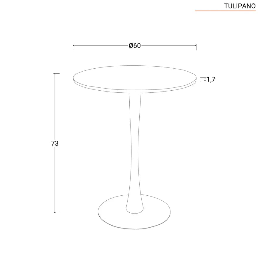 Tavolo da pranzo rotondo 60 cm in legno bianco opaco - Tulipano