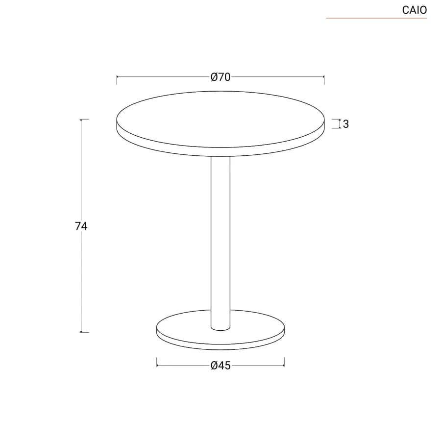 Tavolo rotondo 70 cm con top da 30 mm effetto marmo grigio e base in metallo nero - Caio
