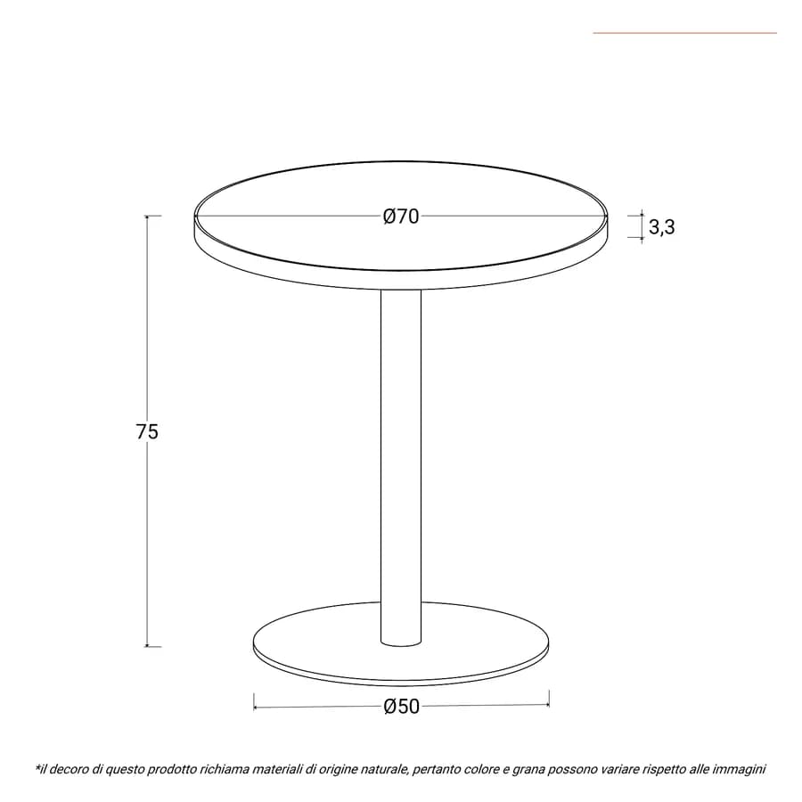 Tavolo rotondo 70 cm top in pietra siterizzata bianco effetto marmo e base nero in acciaio spazzolato - Caio Deluxe