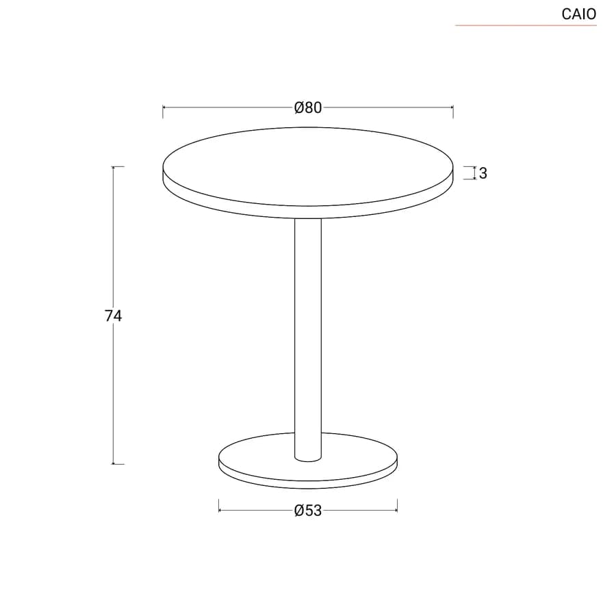 Tavolo rotondo 80 cm con top da 30 mm effetto rovere scuro e base in metallo nero - Caio
