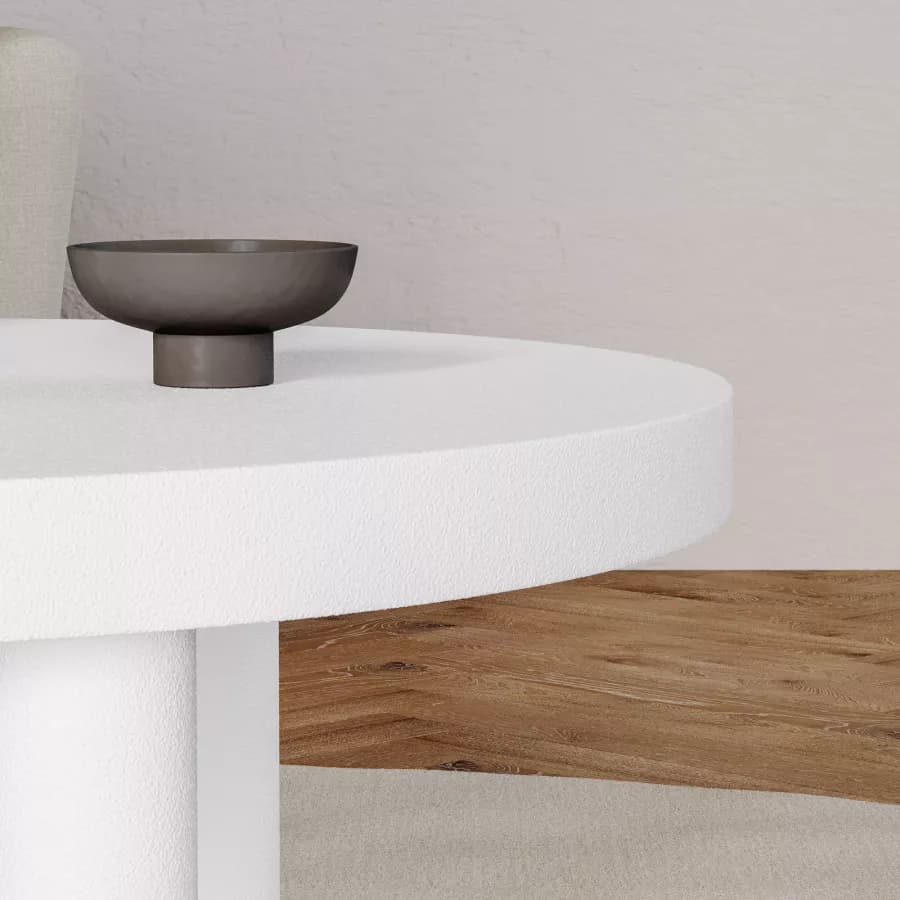 Tavolo rotondo 80x40h cm bianco effetto pietra - Benson