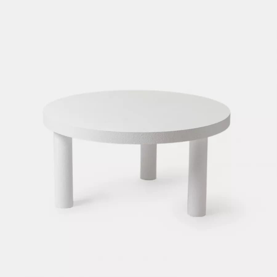 Tavolo rotondo 80x40h cm bianco effetto pietra - Benson