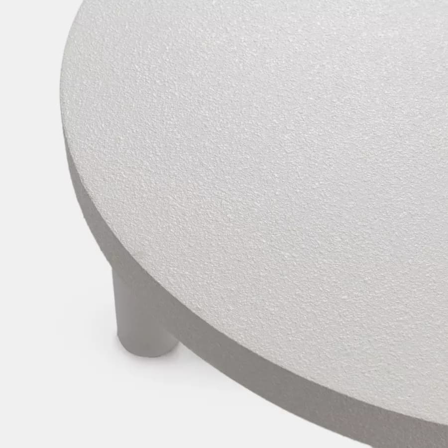 Tavolo rotondo 80x40h cm bianco effetto pietra - Benson