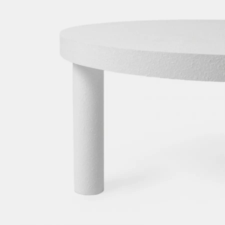 Tavolo rotondo 80x40h cm bianco effetto pietra - Benson