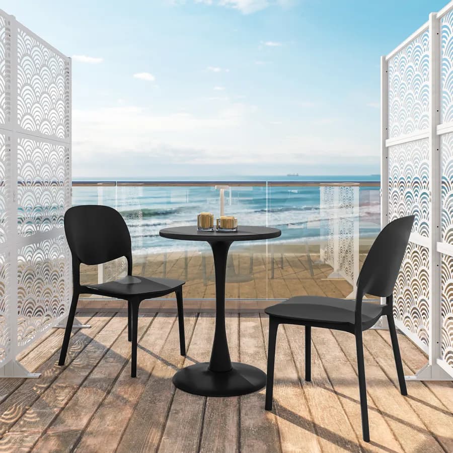 Tavolo rotondo da esterno 60 cm in metallo nero - Tulipano
