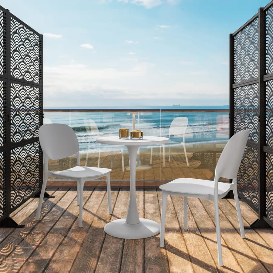 Tavolo da esterno rotondo 60 cm in metallo bianco - Tulipano