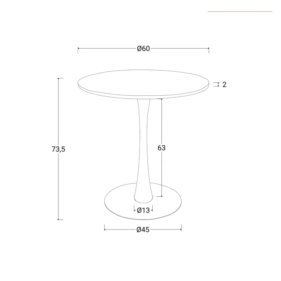 Tavolo da esterno rotondo 60 cm in metallo bianco - Tulipano