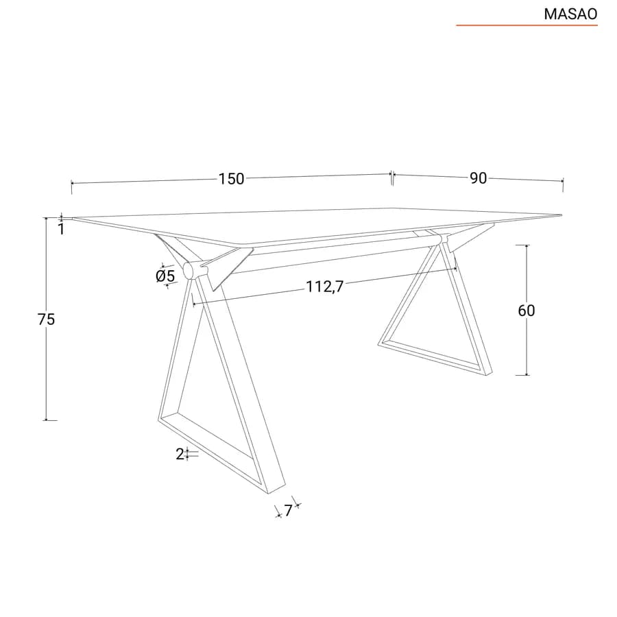 Scrivania 150x90 cm piano vetro temperato 10 mm e base in acciaio nero - Masao