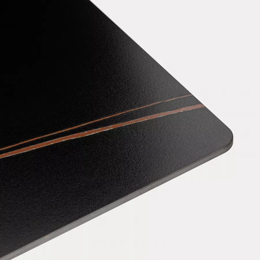 Scrivania 150x90 cm piano ceramica 12 mm e base in acciaio nero - Masao