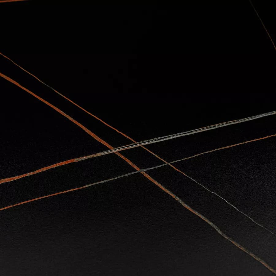 Scrivania 150x90 cm piano ceramica 12 mm e base in acciaio nero - Masao