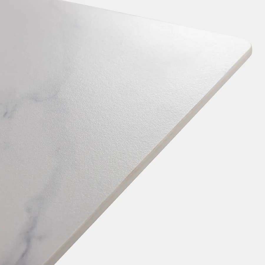 Scrivania 180x90 cm piano ceramica 12 mm e base in acciaio bianco - Masao XL
