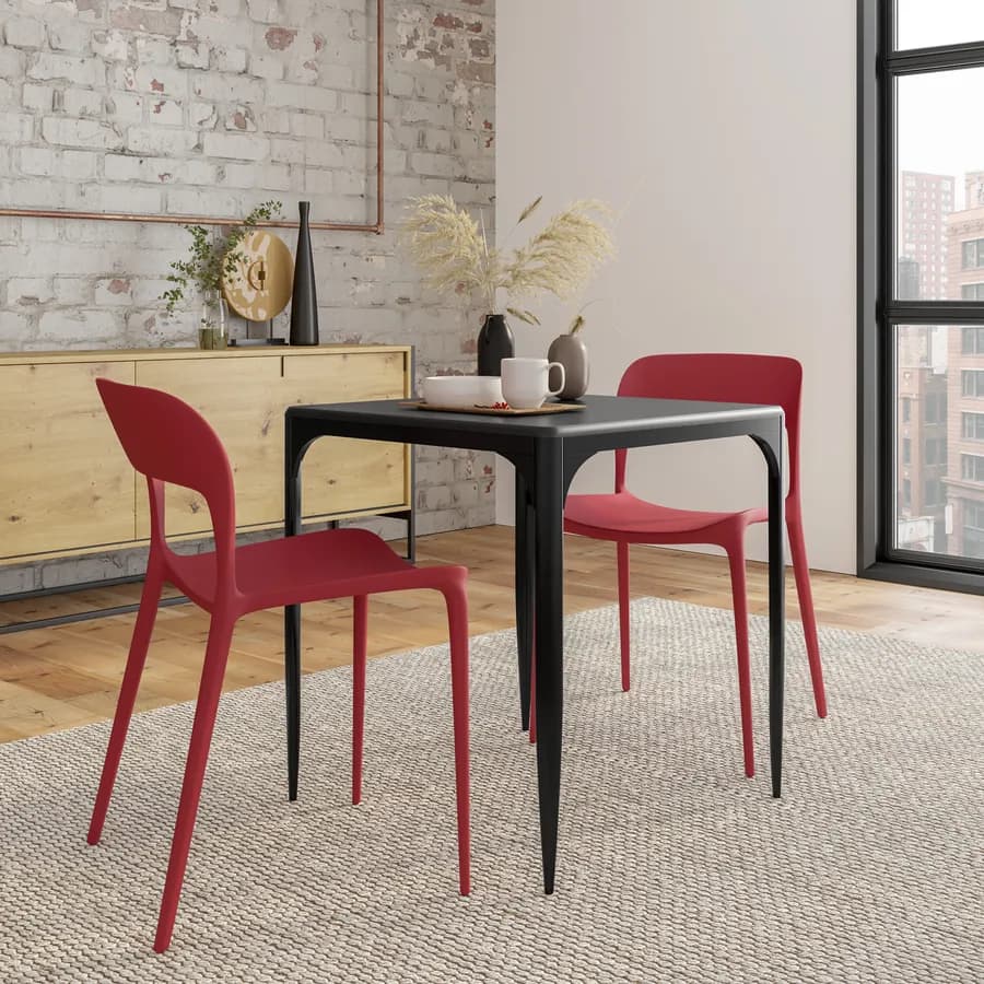 Tavolo stile industrial 70x70 cm top effetto rovere nero e struttura in metallo - Maxime