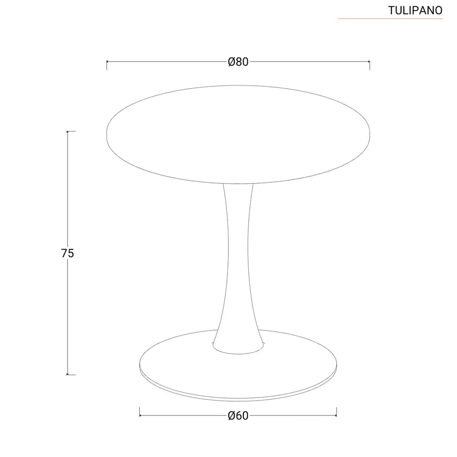 Tavolo da pranzo rotondo 80 cm in legno bianco - Tulipano
