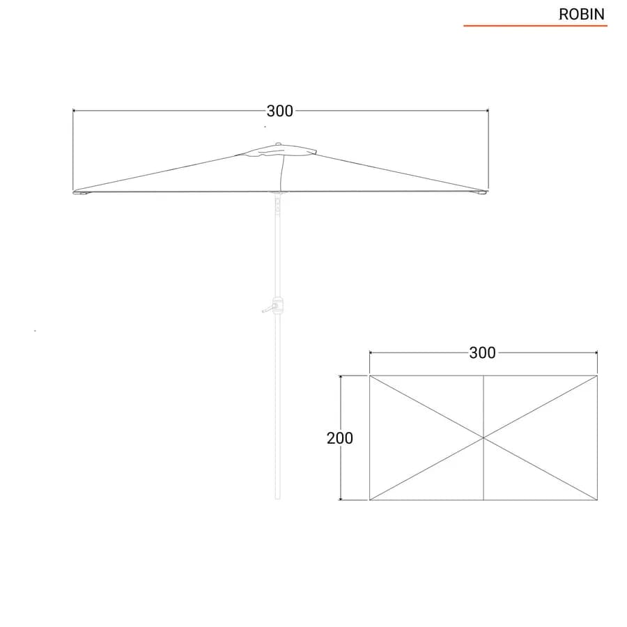 Telo di ricambio 300x200 cm tortora per ombrellone Robin