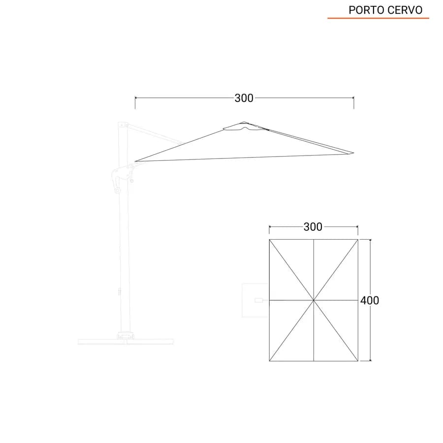 Telo di ricambio 3x4 m grigio per ombrellone Porto Cervo