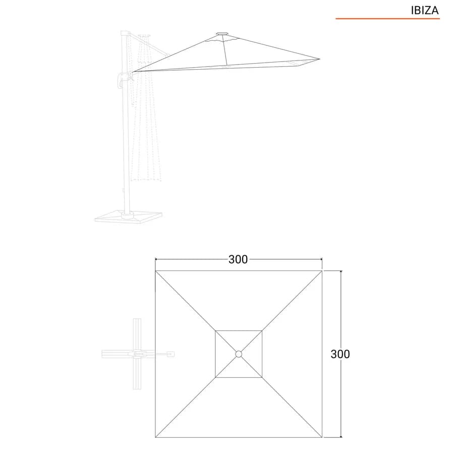 Telo di ricambio bianco per ombrellone Ibiza 3x3 m
