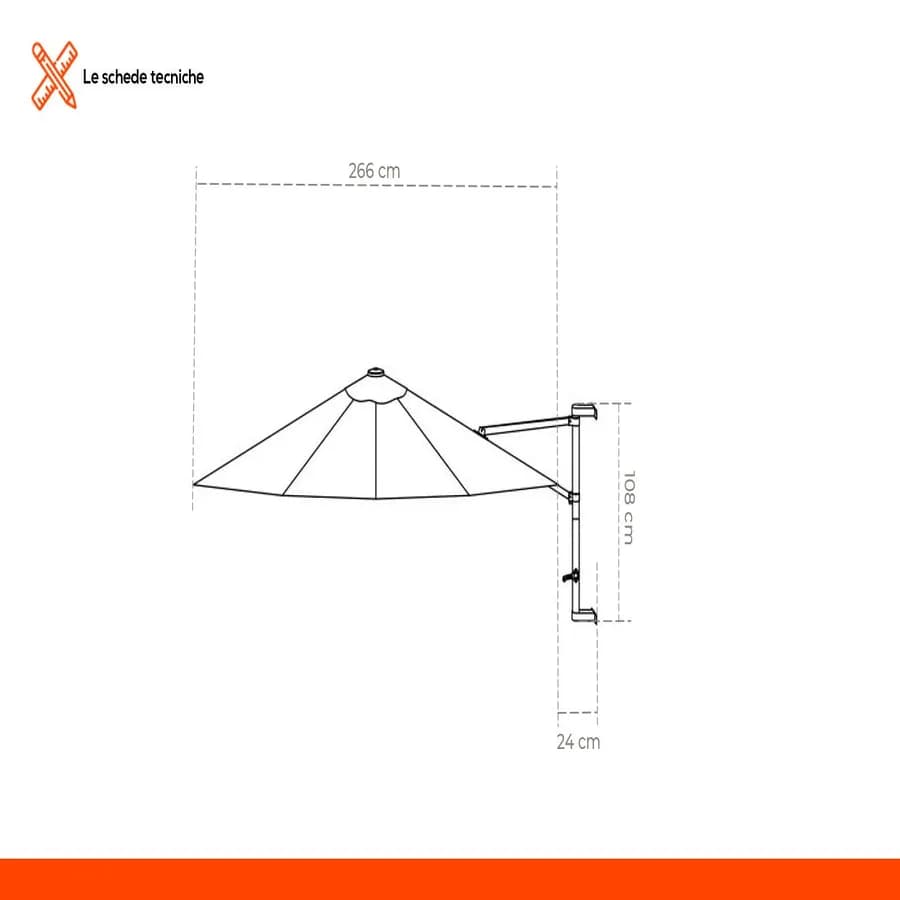 Telo di ricambio ecrù per ombrellone da parete Wall da 270 cm in poliestere 180 gr