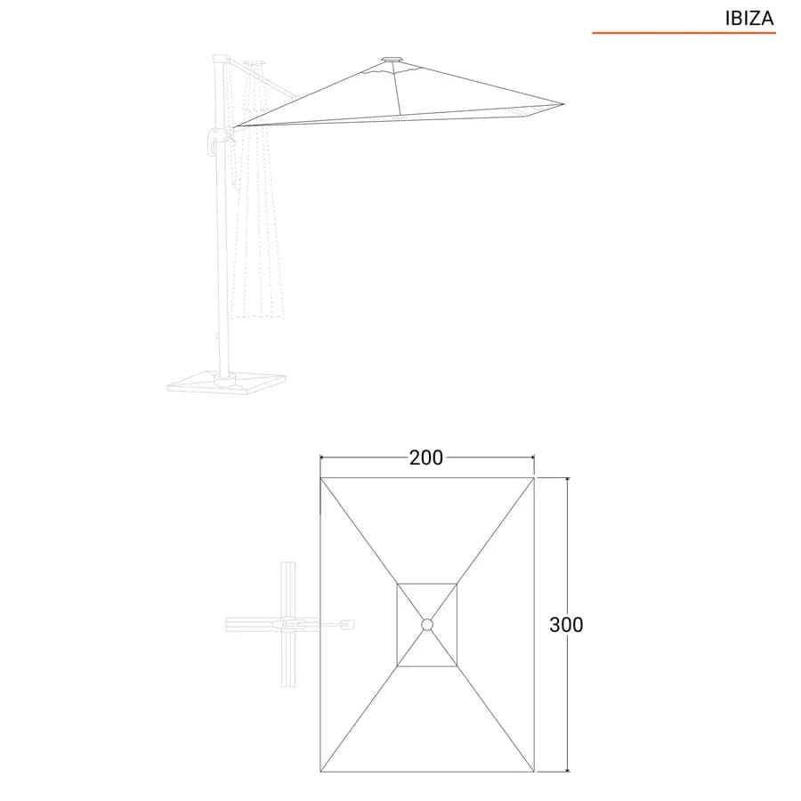 Telo di ricambio bianco per ombrellone Ibiza 3x2 m