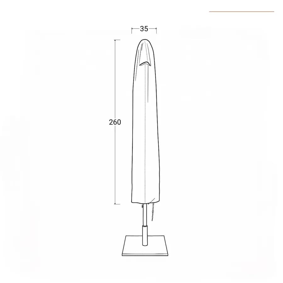 Copertura protettiva per ombrellone in poliestere idrorepellente antracite 260 h cm con coulisse regolabile - Wakanda