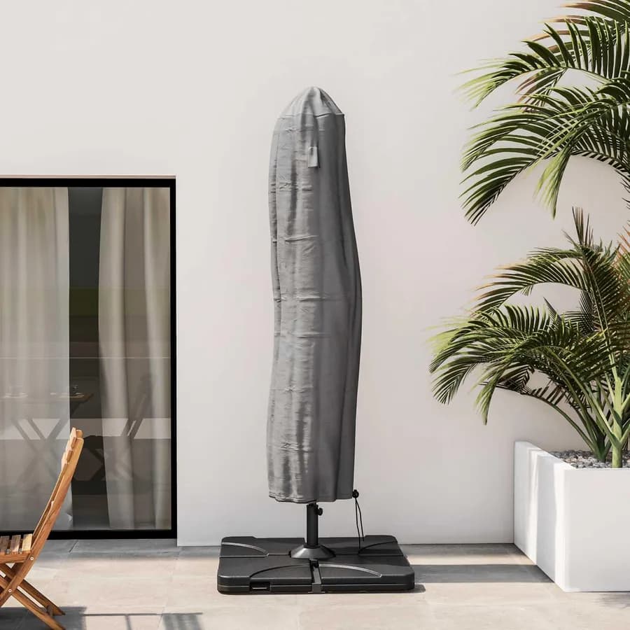 Copertura protettiva per ombrellone in poliestere idrorepellente antracite 260 h cm con coulisse regolabile - Wakanda
