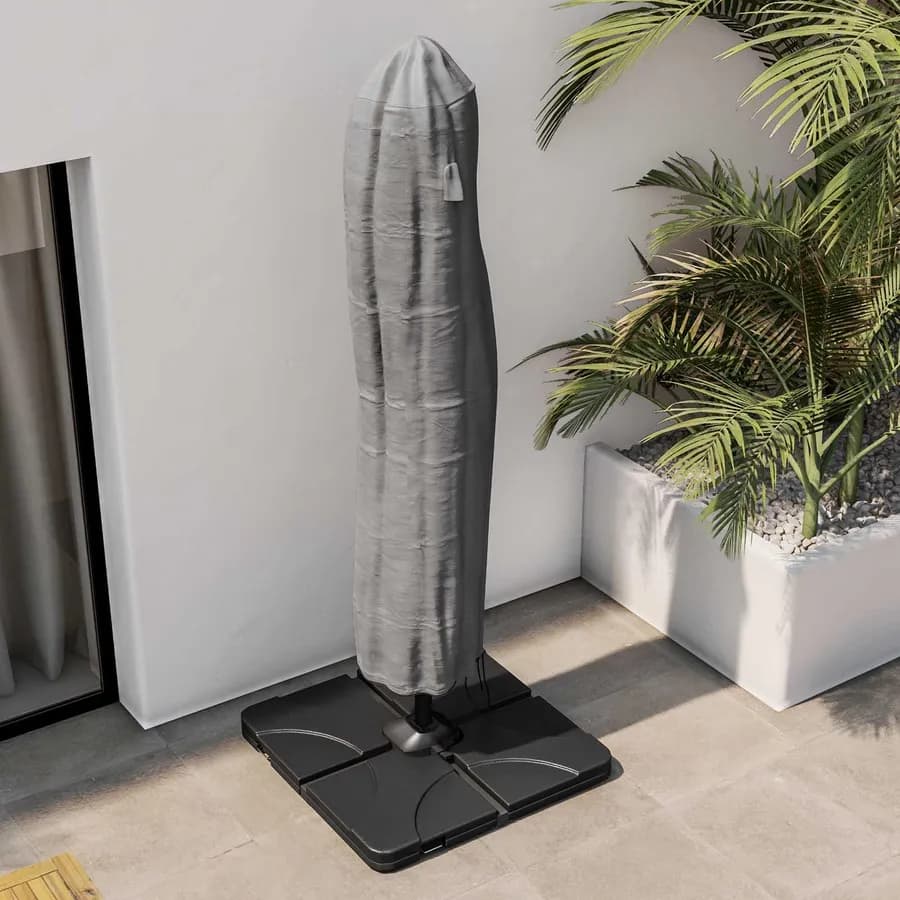 Copertura protettiva per ombrellone in poliestere idrorepellente antracite 260 h cm con coulisse regolabile - Wakanda