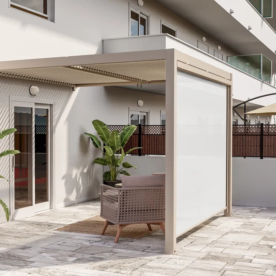 Tenda a caduta tortora lato da 3 m per pergola o gazebo bioclimatico tortora - Enea