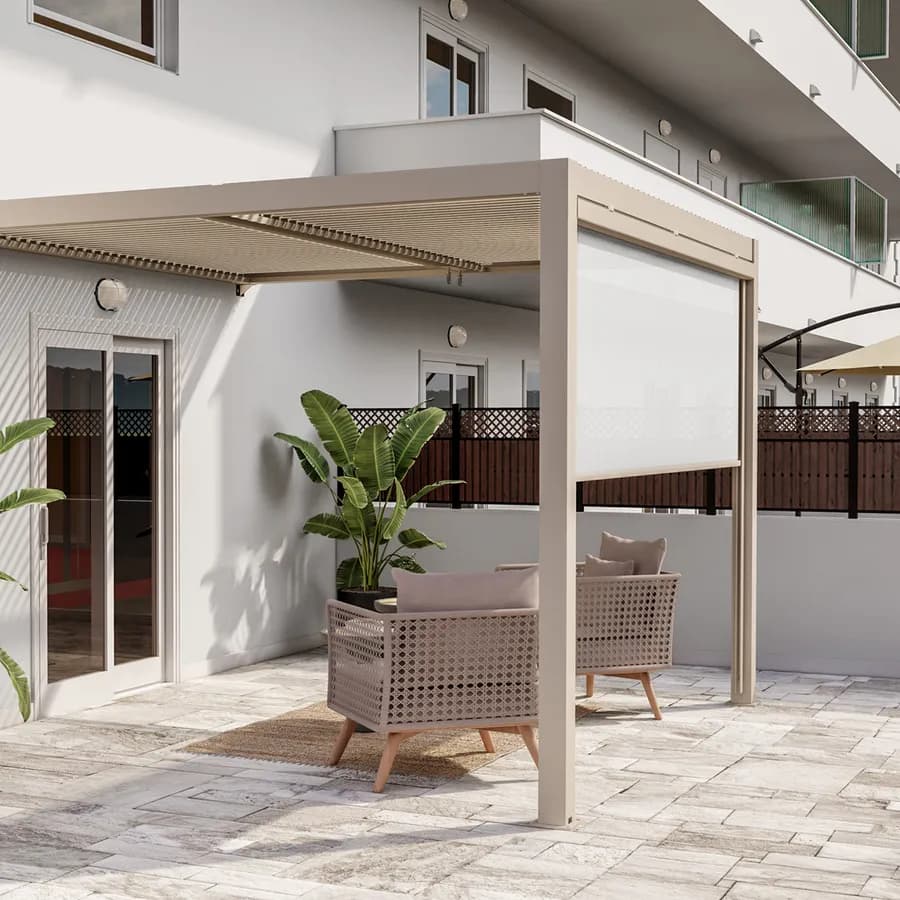 Tenda a caduta tortora lato da 3 m per pergola o gazebo bioclimatico tortora - Enea