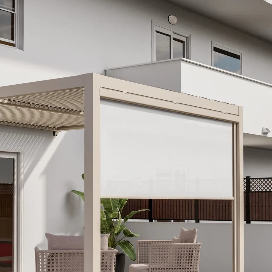 Tenda a caduta tortora lato da 3 m per pergola o gazebo bioclimatico tortora - Enea