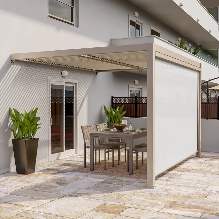 Tenda a caduta tortora lato da 3,6 m per pergola o gazebo bioclimatico tortora - Enea