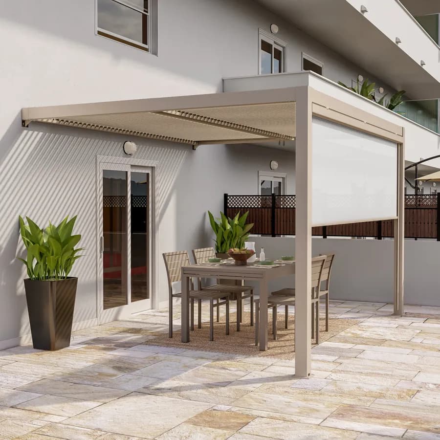 Tenda a caduta tortora lato da 3,6 m per pergola o gazebo bioclimatico tortora - Enea