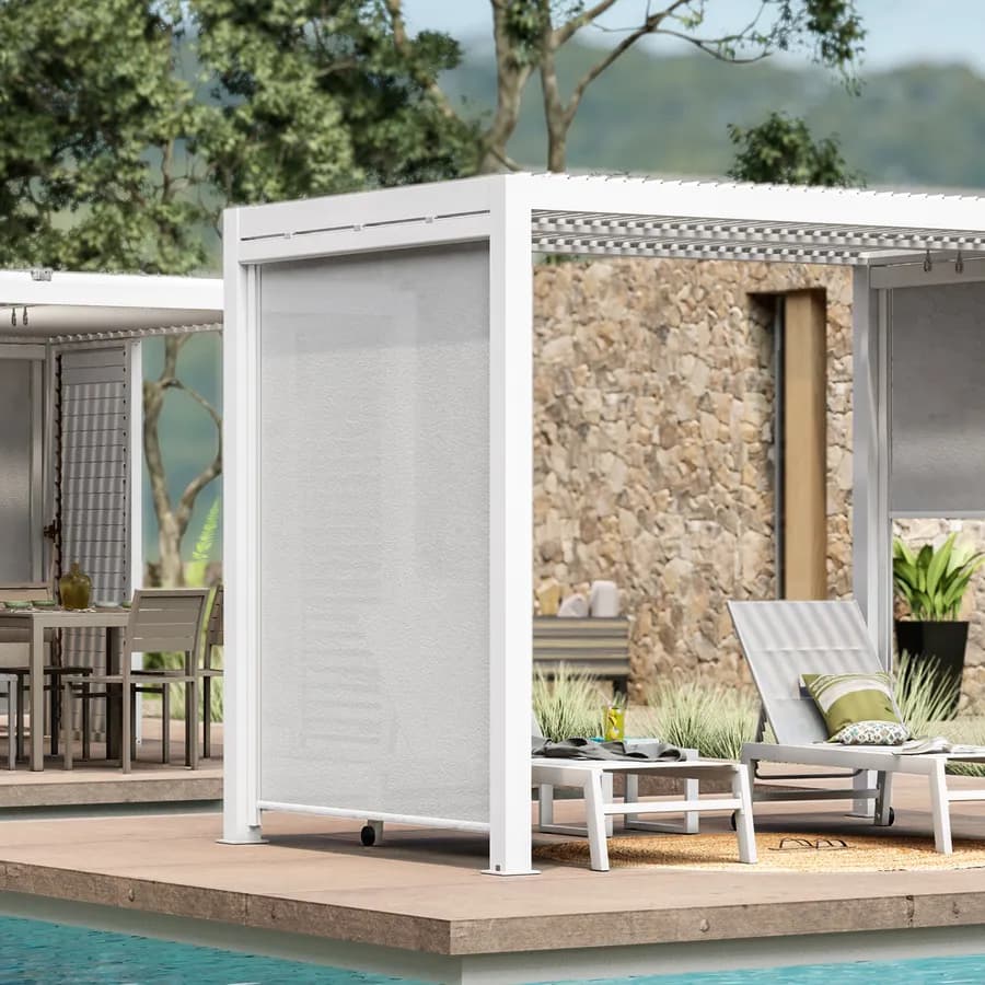 Tenda a caduta bianca lato da 2 m per gazebo bioclimatico bianco - Enea