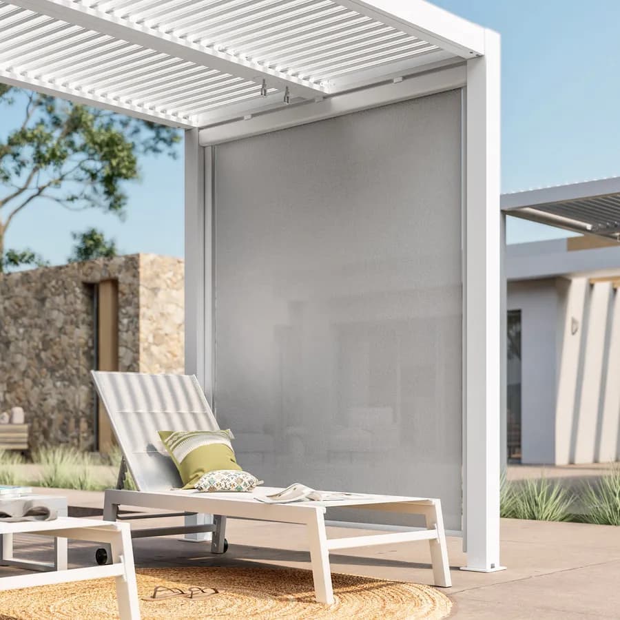 Tenda a caduta bianca lato da 2 m per gazebo bioclimatico bianco - Enea