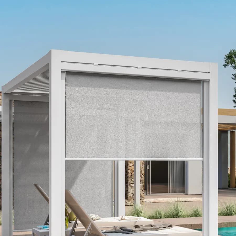 Tenda a caduta bianca lato da 2 m per gazebo bioclimatico bianco - Enea