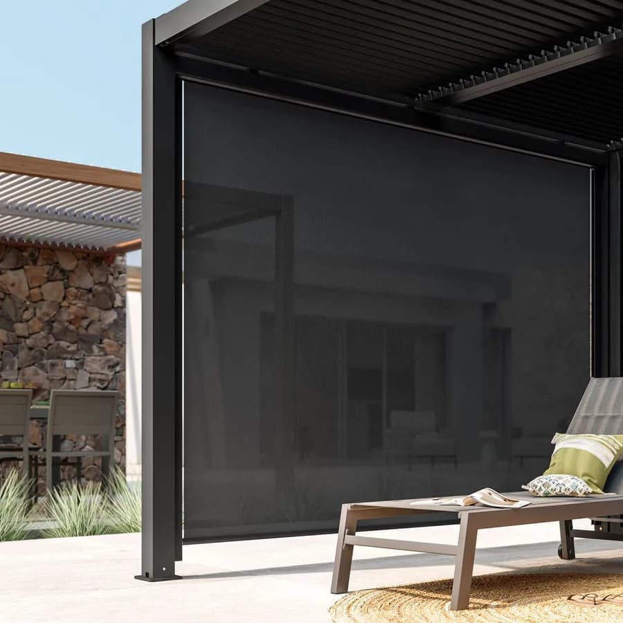 Tenda a caduta antracite lato da 3 m per pergola o gazebo bioclimatico antracite - Enea