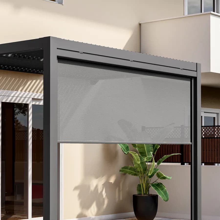 Tenda a caduta antracite lato da 3 m per pergola o gazebo bioclimatico antracite - Enea