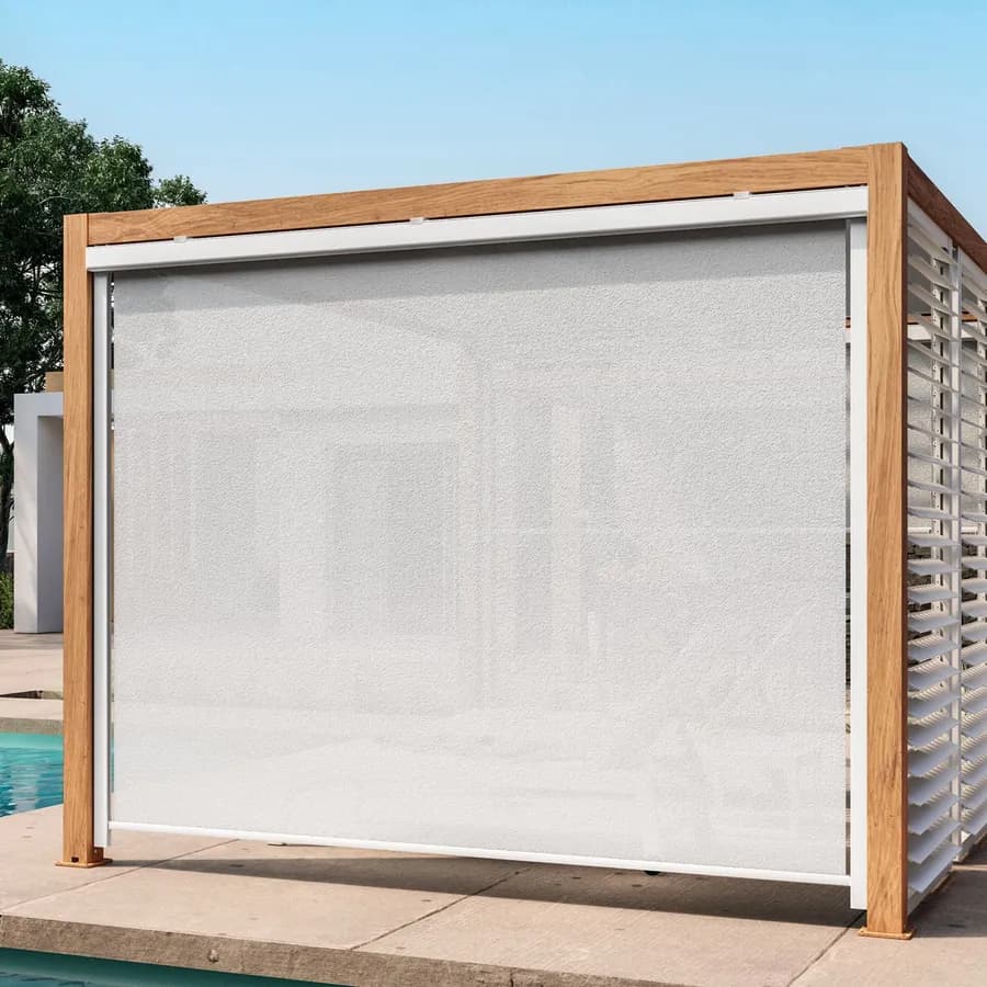 Tenda a caduta bianca lato da 3 m per pergola e gazebo bioclimatico effetto legno - Enea Wood