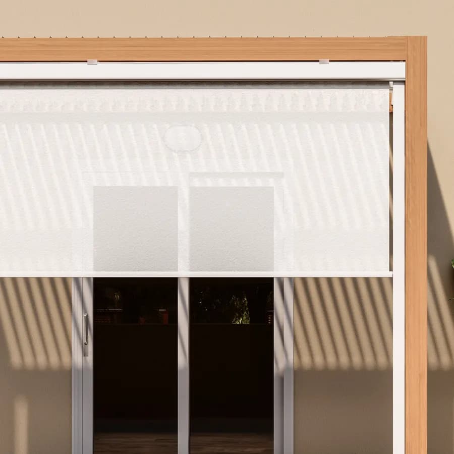 Tenda a caduta bianca lato da 3 m per pergola e gazebo bioclimatico effetto legno - Enea Wood
