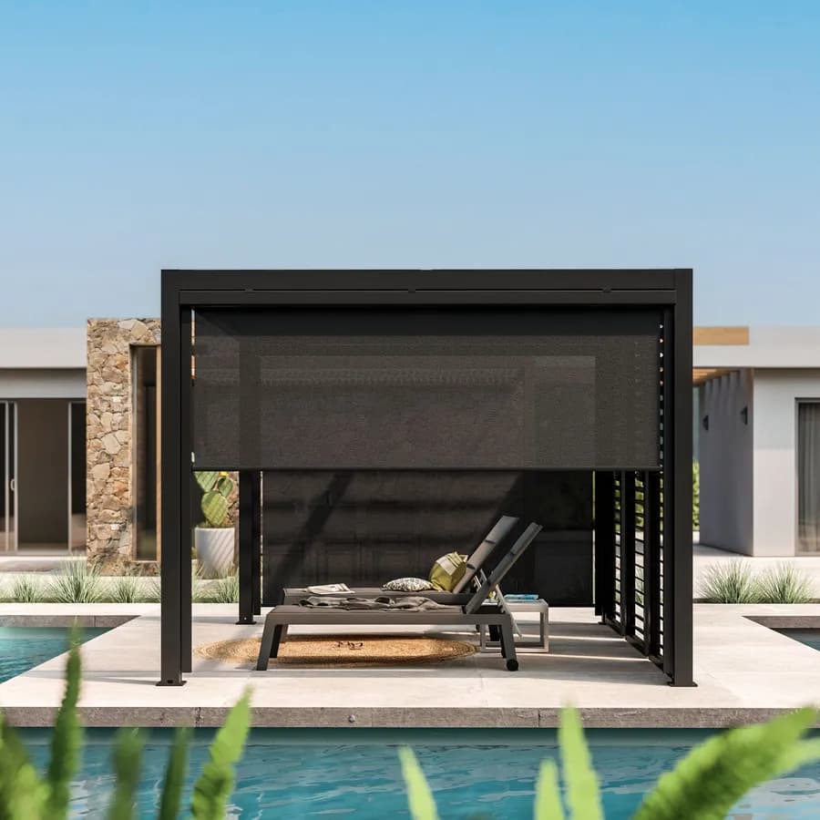 Tenda a caduta antracite lato da 3,6 m per pergola o gazebo bioclimatico antracite - Enea
