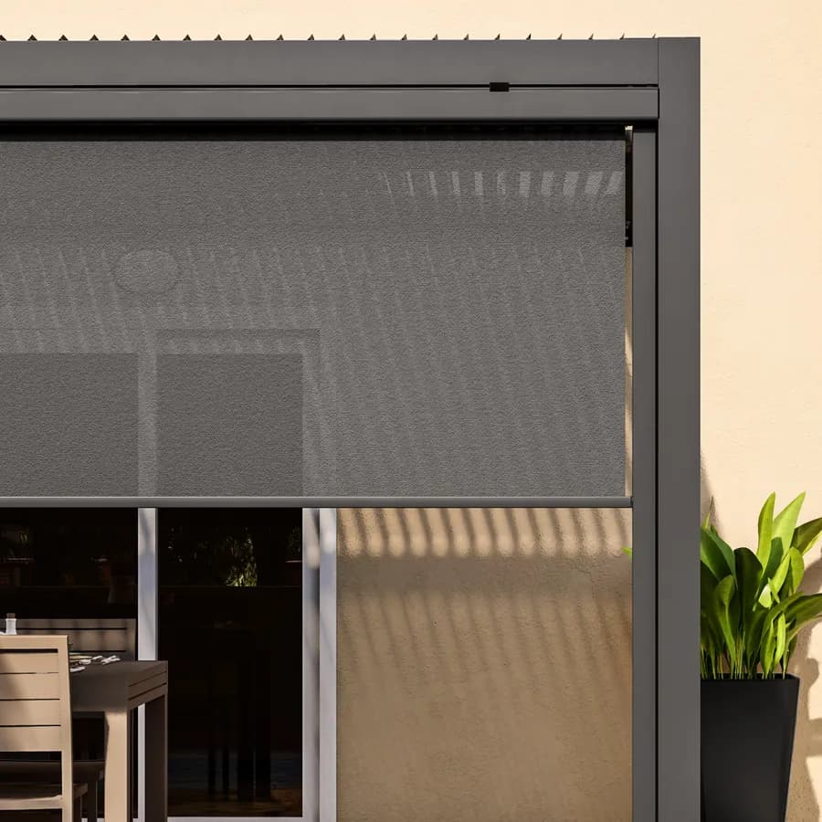 Tenda a caduta antracite lato da 3,6 m per pergola o gazebo bioclimatico antracite - Enea