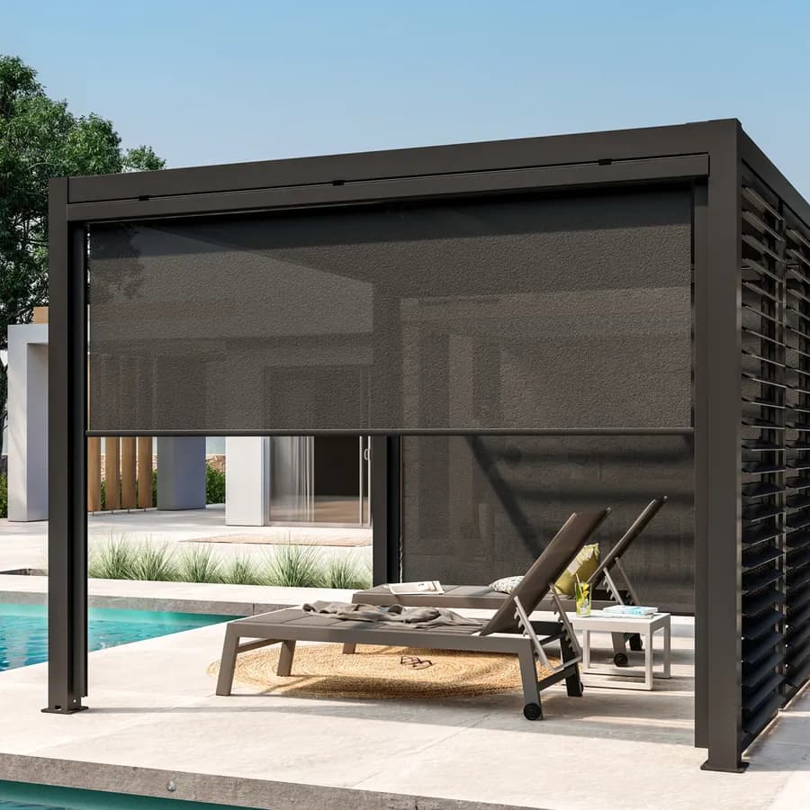Tenda a caduta antracite lato 4 m per gazebo bioclimatico antracite - Enea