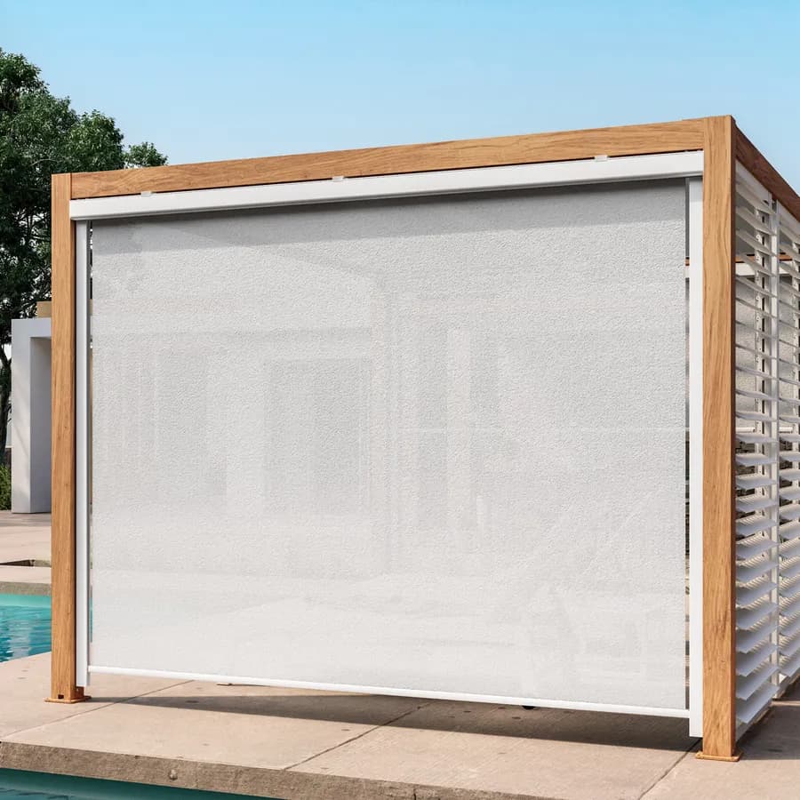 Tenda a caduta bianca lato 4 m per pergola o gazebo bioclimatico effetto legno - Enea Wood