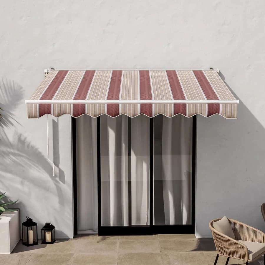Tenda da sole retrattile deluxe 250 cm estensione 200 cm bordeaux a righe