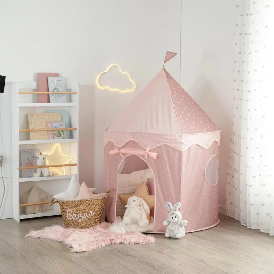 Tenda per bambini 135h cm in tessuto rosa con stelle - Kids