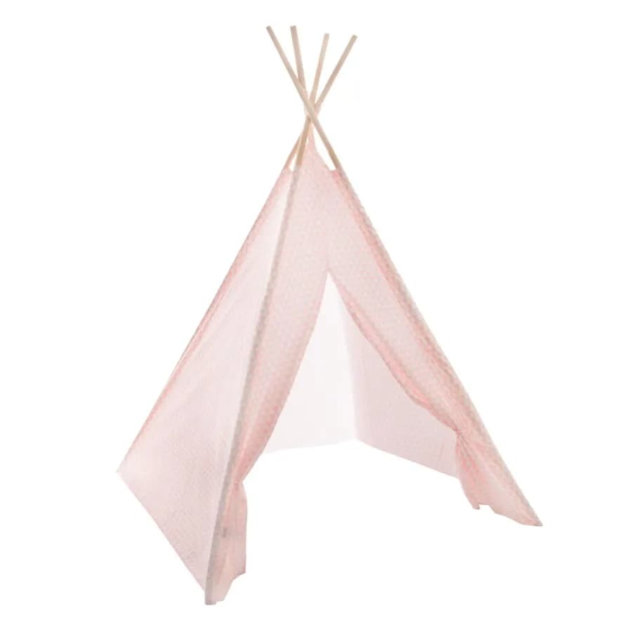 Tenda per bambini 160h cm in tessuto rosa e legno - Kids