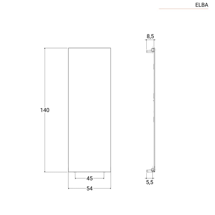 Termoarredo 140x54 cm mineral white - Elba di lazzarini